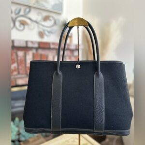 Hermès Garden Party MM Black Toile and Leather Tote‎ Bag